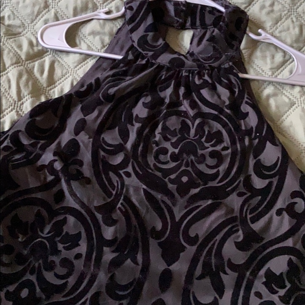 Francescas Black Felt Dress with Collar Neck S